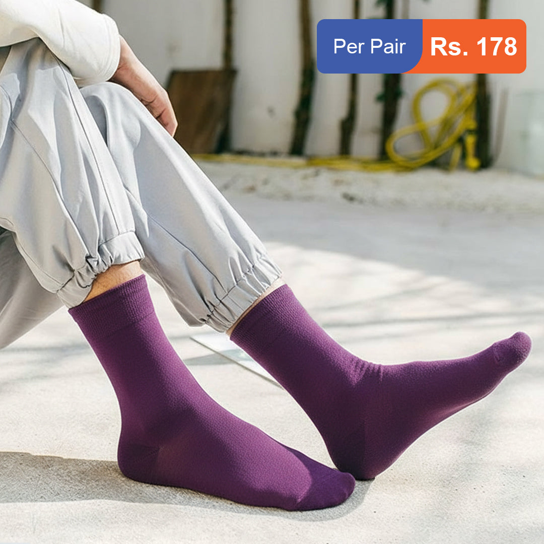 Men's Cotton Plain Crew Socks Pack of 9