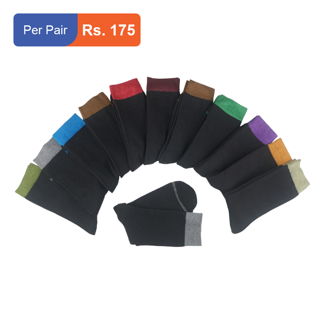 Men's Cotton Cuff Socks Black Pack of 12