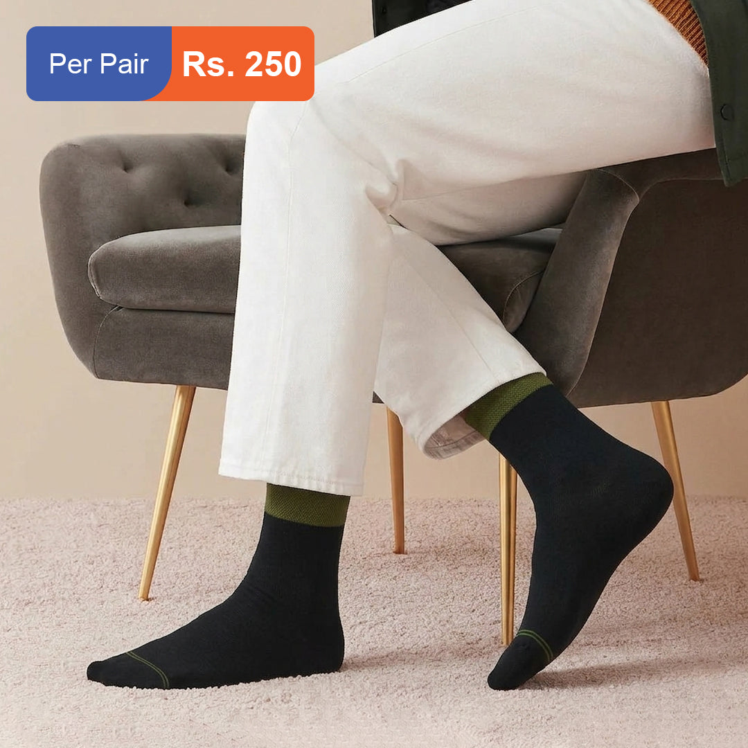Men's Cotton Cuff Socks Black Pack of 3
