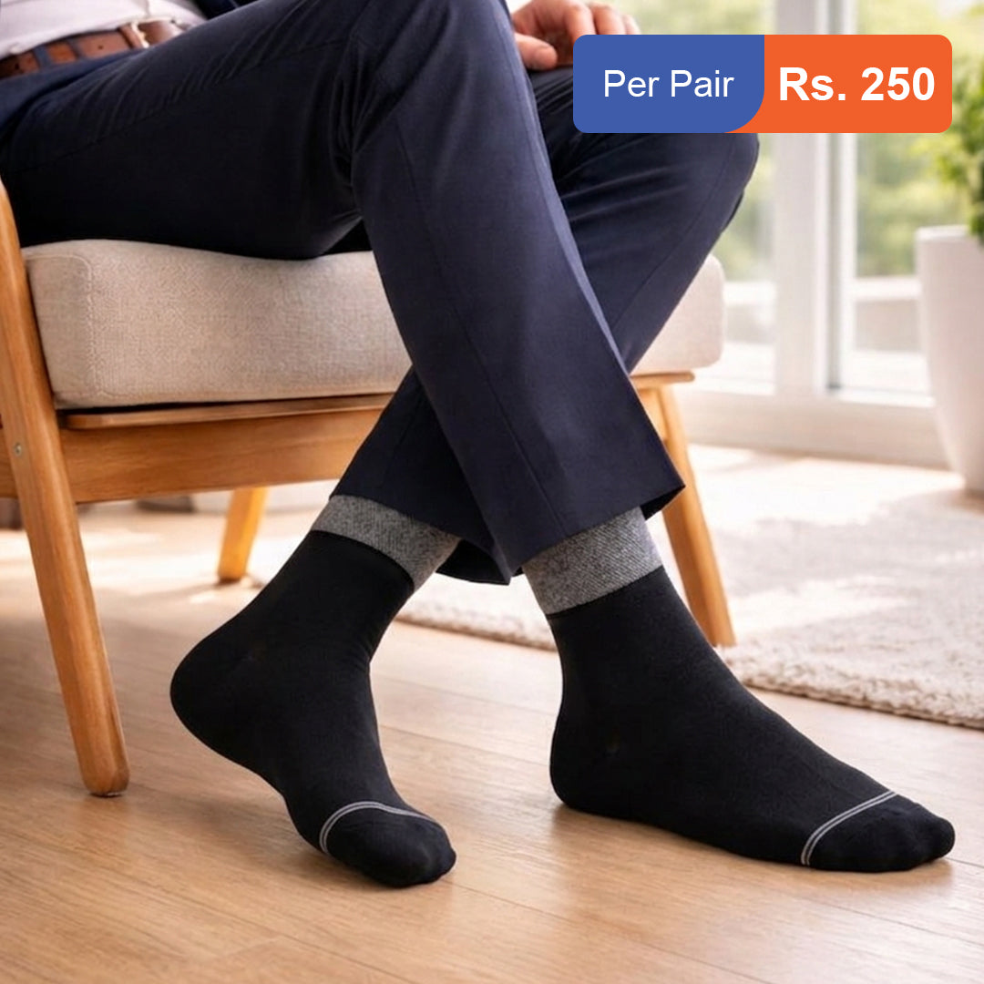 Men's Cotton Cuff Socks Black Pack of 3