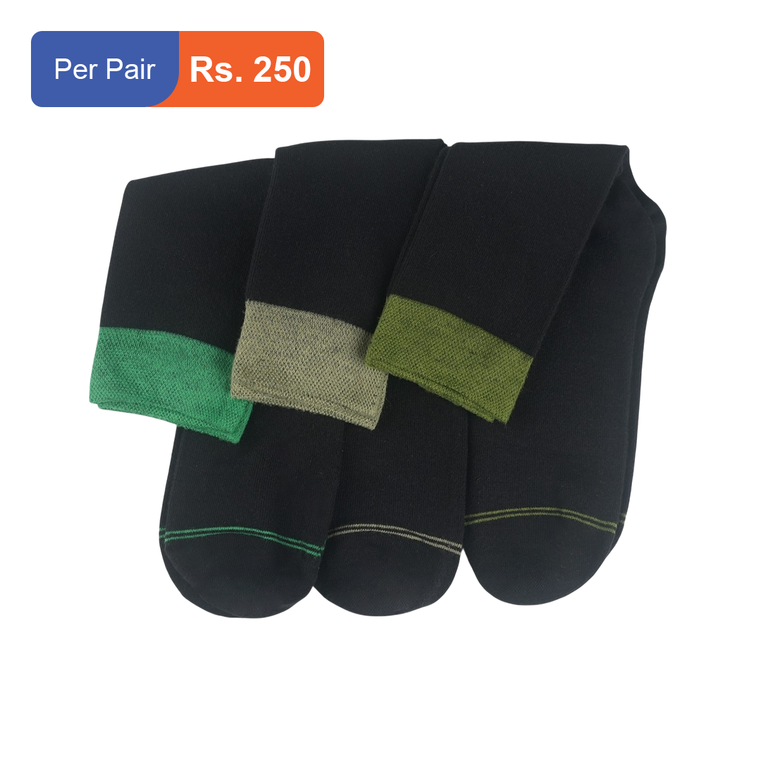 Men's Cotton Cuff Socks Black Pack of 3