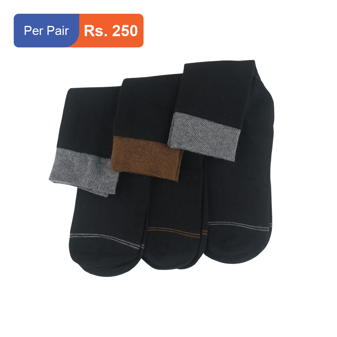 Men's Cotton Cuff Socks Black Pack of 3