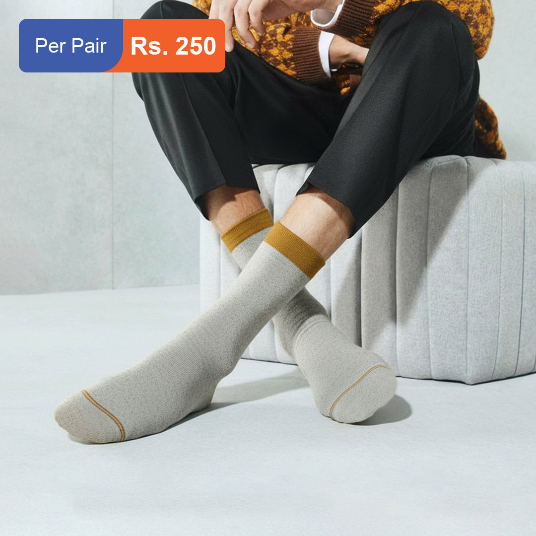 Men's Cotton Cuff Socks Acru Pack of 3