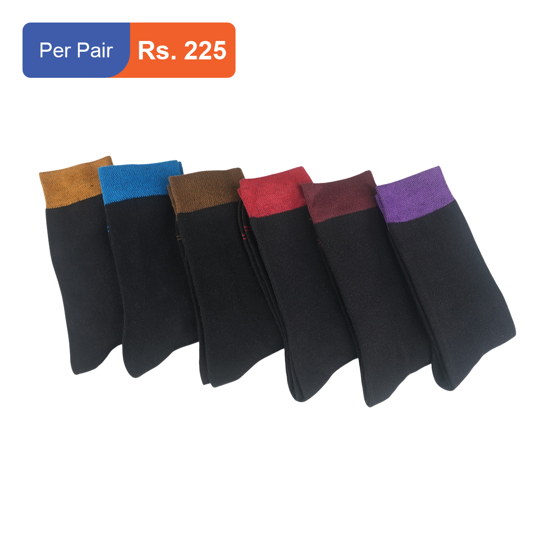Men's Cotton Cuff Socks Black Pack of 6