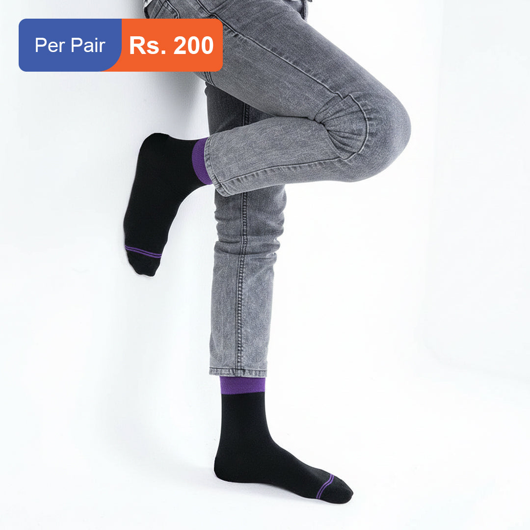 Men's Cotton Cuff Socks Black Pack of 9