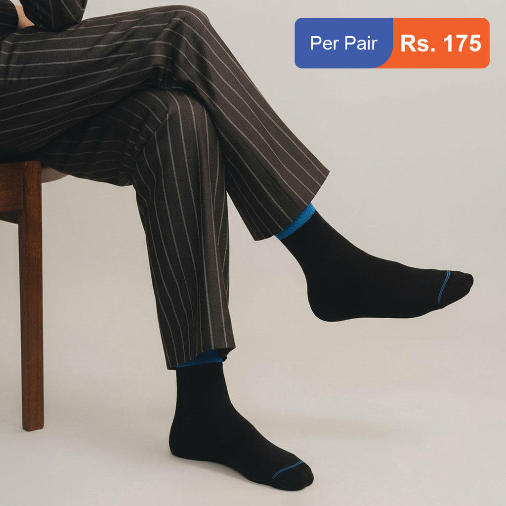 Men's Cotton Cuff Socks Black Pack of 12