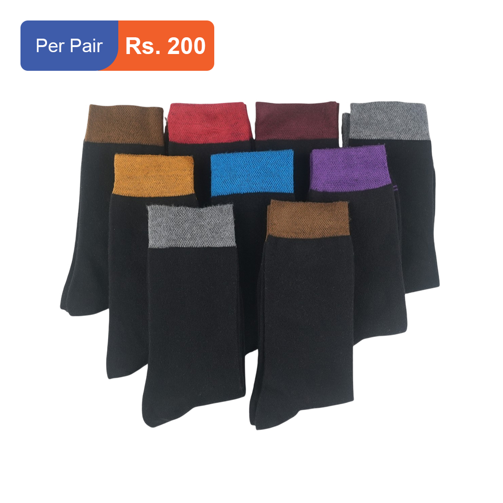 Men's Cotton Cuff Socks Black Pack of 9