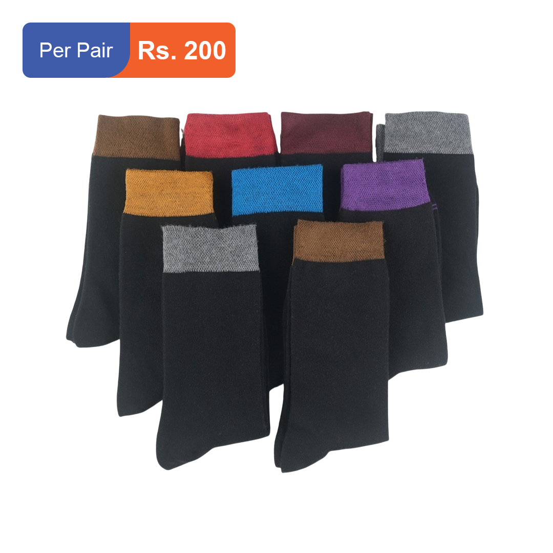 Men's Cotton Cuff Socks Black Pack of 9