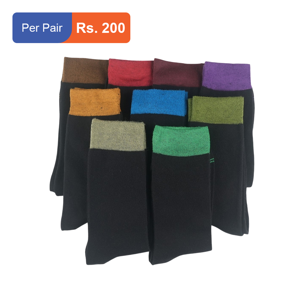 Men's Cotton Cuff Socks Black Pack of 9