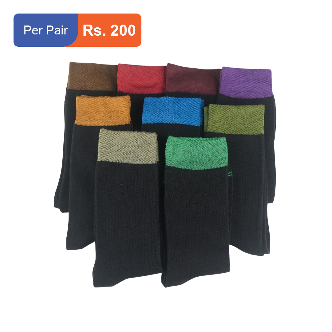 Men's Cotton Cuff Socks Black Pack of 9
