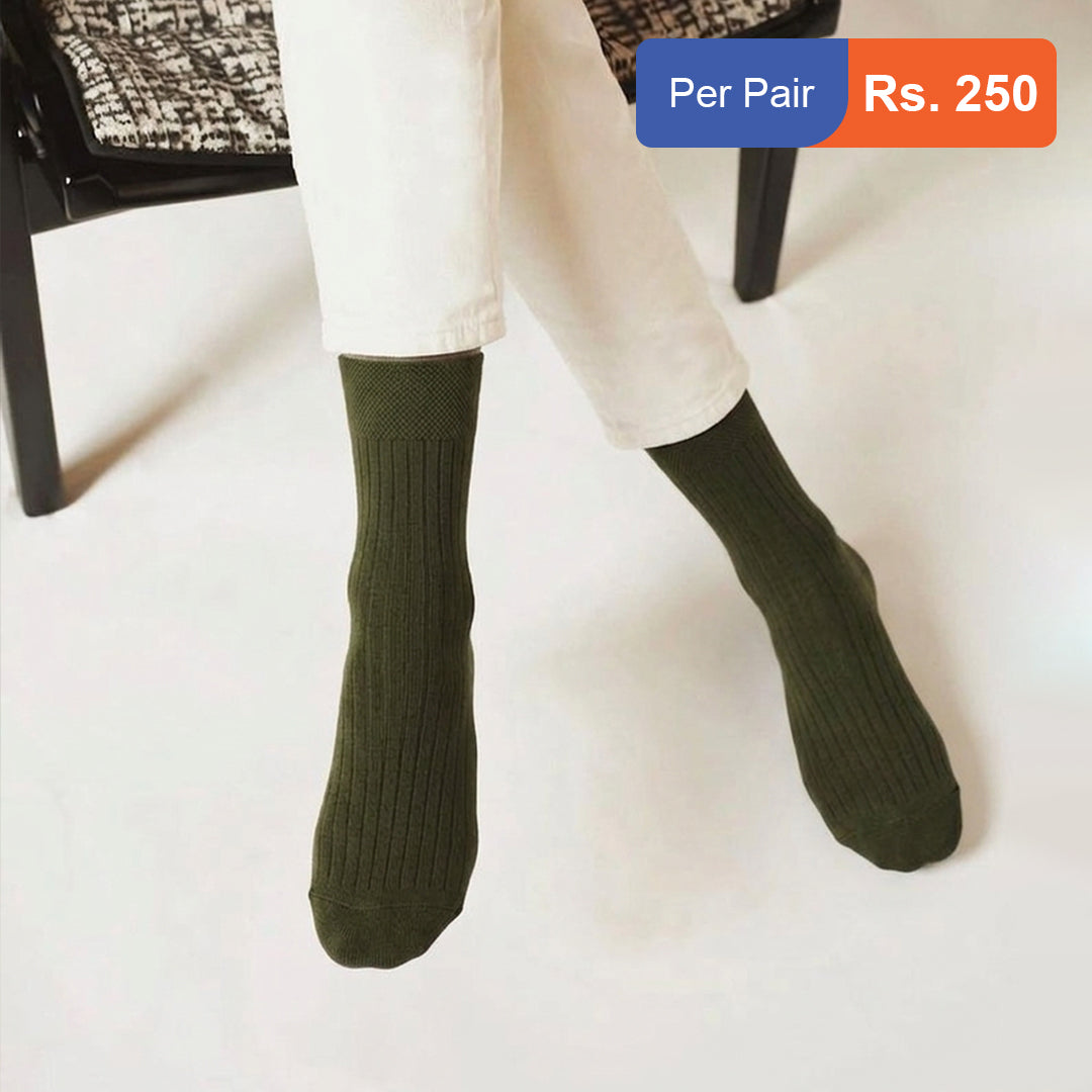 Men's Cotton Ribbed Crew Socks Pack of 3