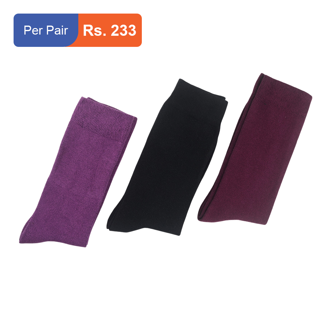 Men's Cotton Plain Crew Socks Pack of 3