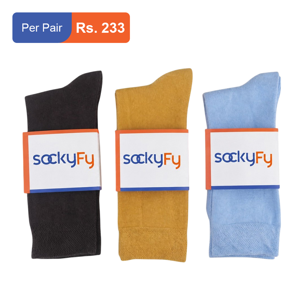 Men's Cotton Plain Crew Socks Pack of 3
