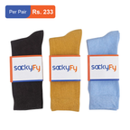 Men's Cotton Plain Crew Socks Pack of 3