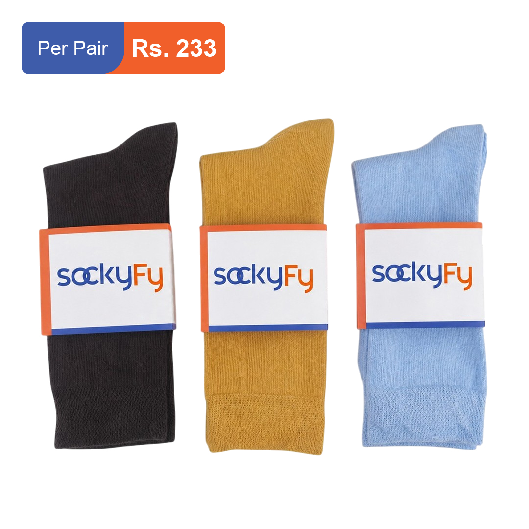 Men's Cotton Plain Crew Socks Pack of 3