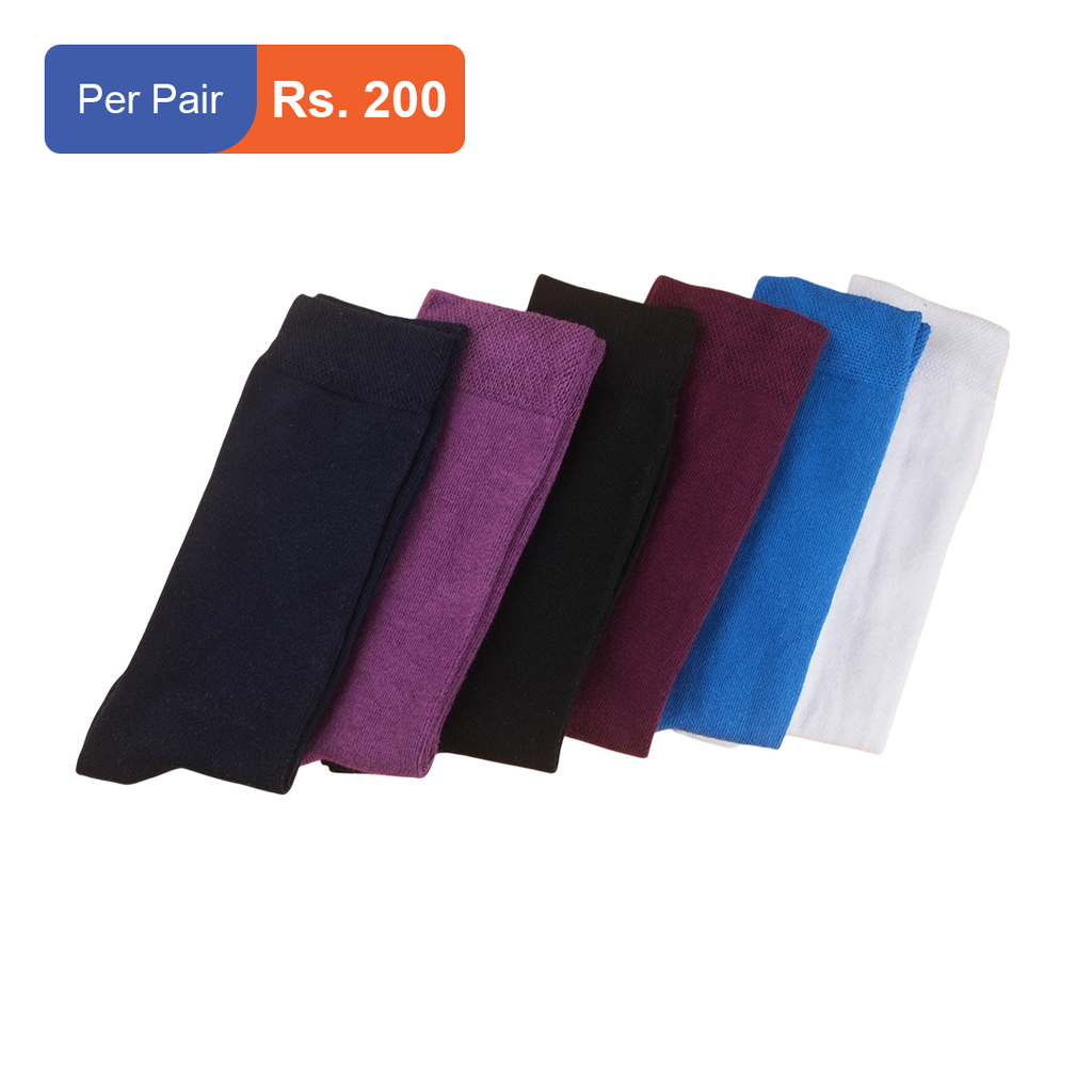 Men's Cotton Plain Crew Socks Pack of 6