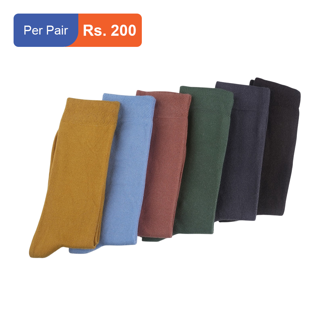 Men's Cotton Plain Crew Socks Pack of 6