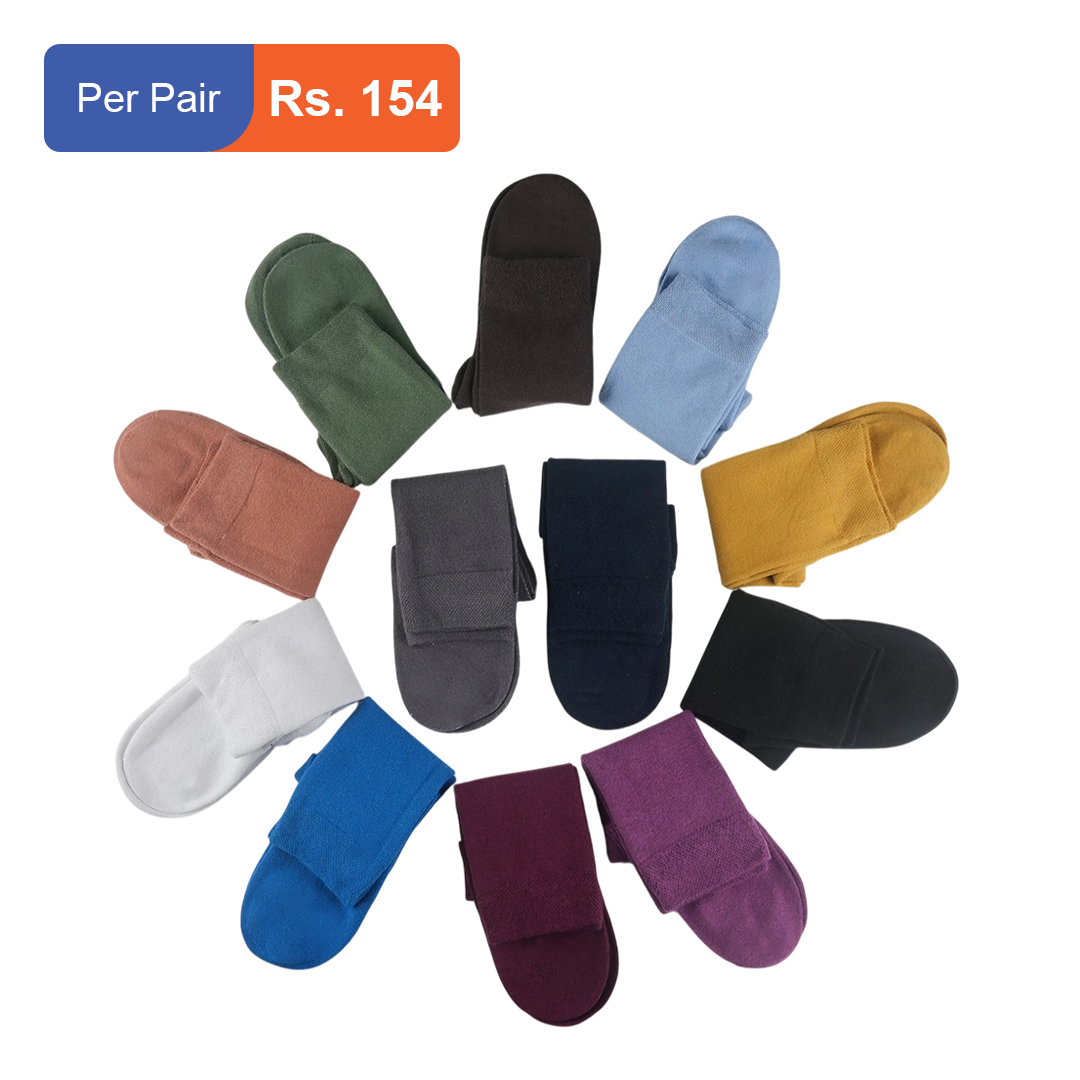 Men's Cotton Plain Crew Socks Pack of 12