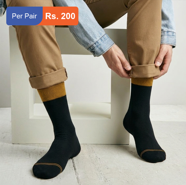 Men's Cotton Cuff Socks Black Pack of 9