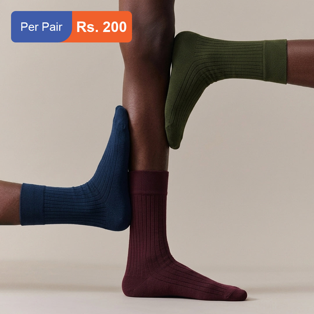 Men's Cotton Ribbed Crew Socks Pack of 9